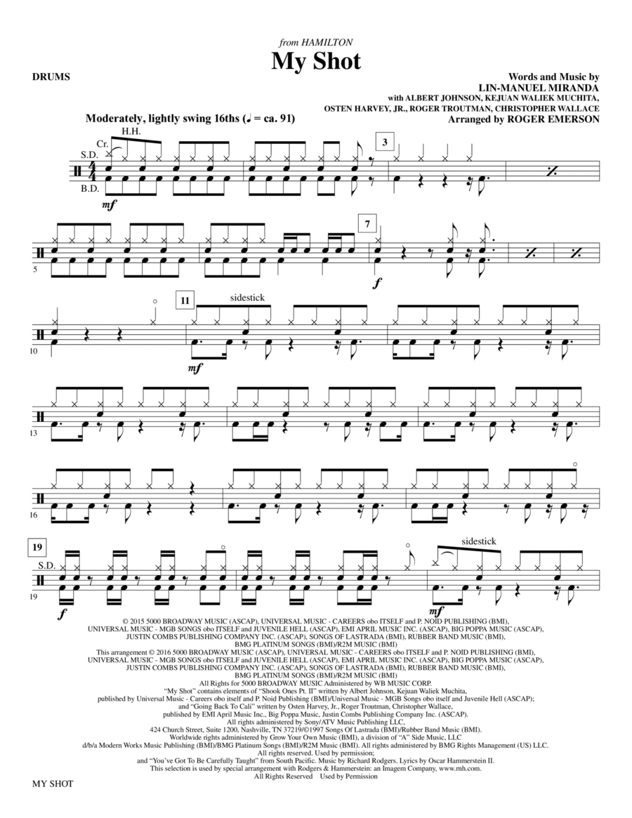 My Shot (arr. Roger Emerson) - Drums Choir scores gallery preview page 1
