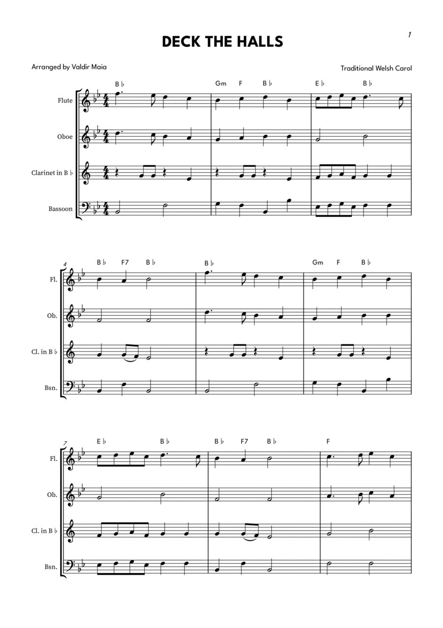 Deck The Halls - Woodwind Quartet Woodwind Quartet scores gallery preview page 1