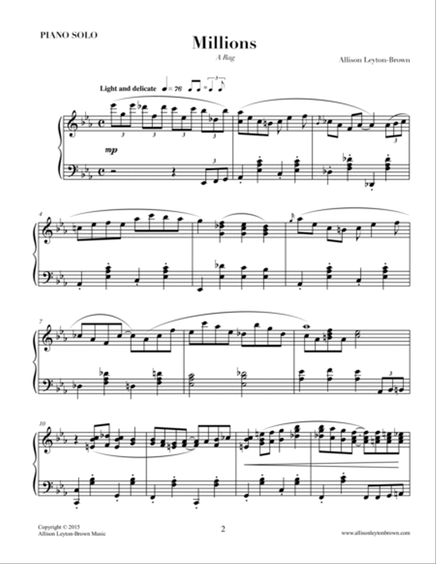 Millions - a Ragtime Piano Solo - by Allison Leyton-Brown Piano Solo scores gallery preview page 2