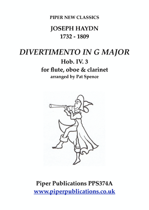 Book cover for HAYDN: DIVERTIMENTO IN G MAJOR Hob. IV: 3 for flute, oboe & clarinet