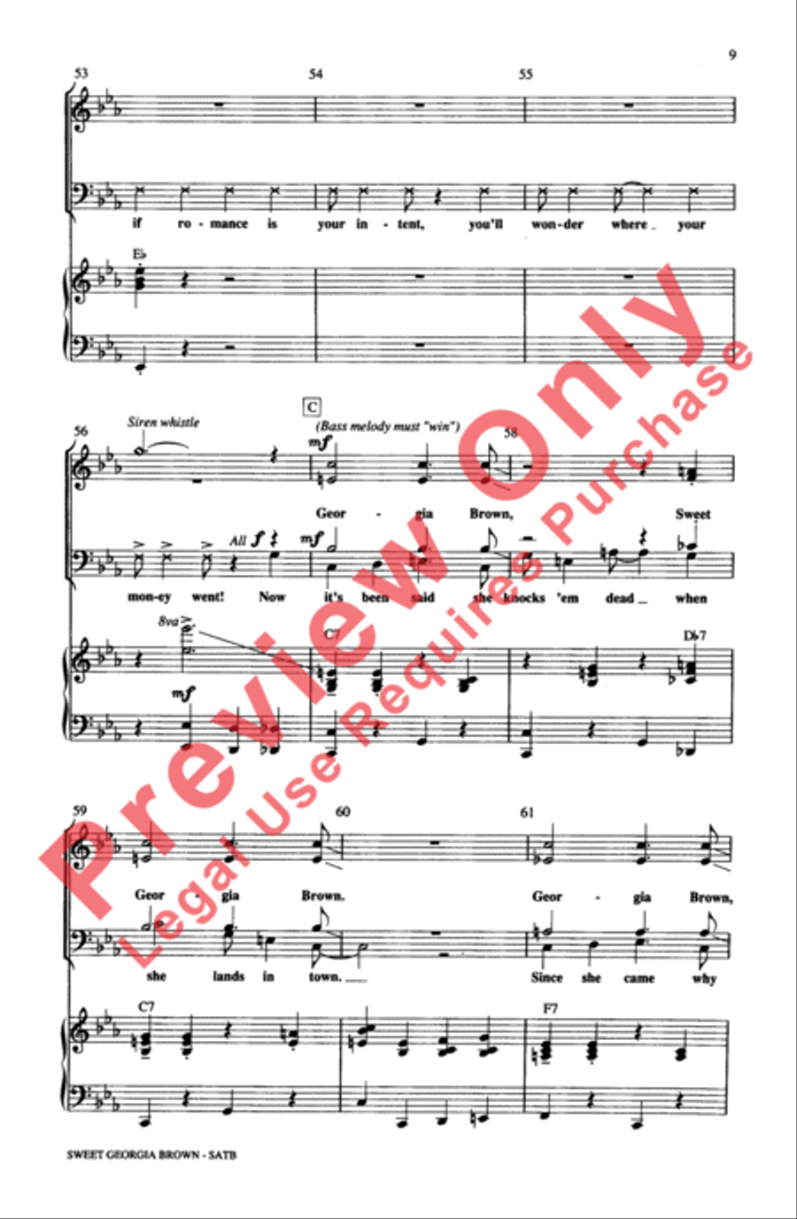 Sweet Georgia Brown Sweet Georgia Brown 4-Part scores gallery preview page 9