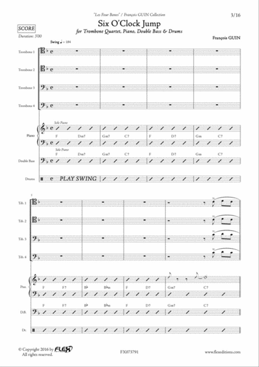 Six O'Clock Jump Trombone Quartet scores gallery preview page 4