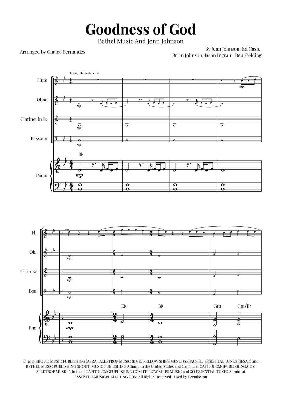 Goodness Of God Woodwind Quartet scores gallery preview page 1