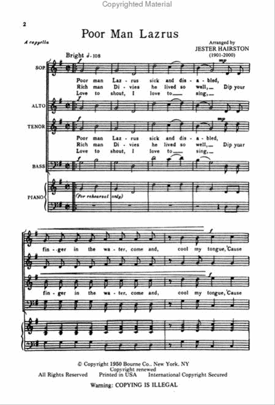 Poor Man Lazrus Poor Man Lazrus 4-Part scores gallery preview page 2