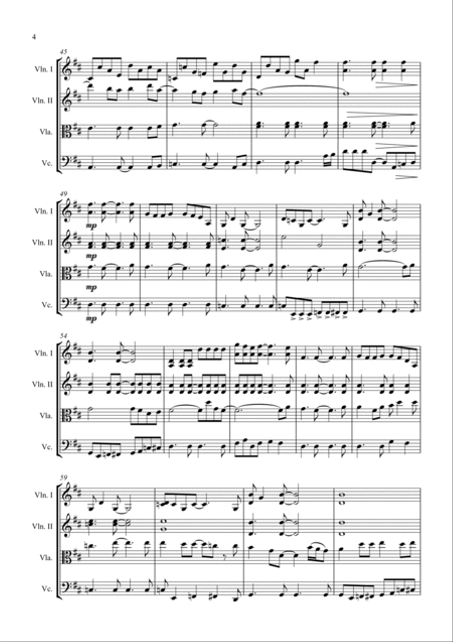 Sweet Child O' Mine String Quartet scores gallery preview page 5
