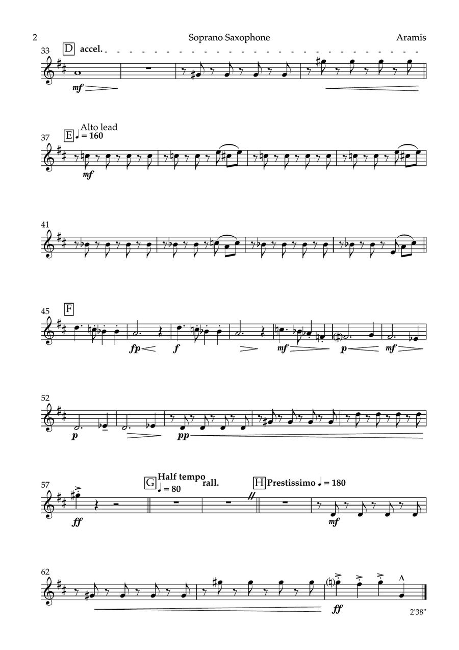 Aramis - The Vole Slayer from The Cat Suite (saxophone quartet - SATB) Saxophone Quartet scores gallery preview page 6
