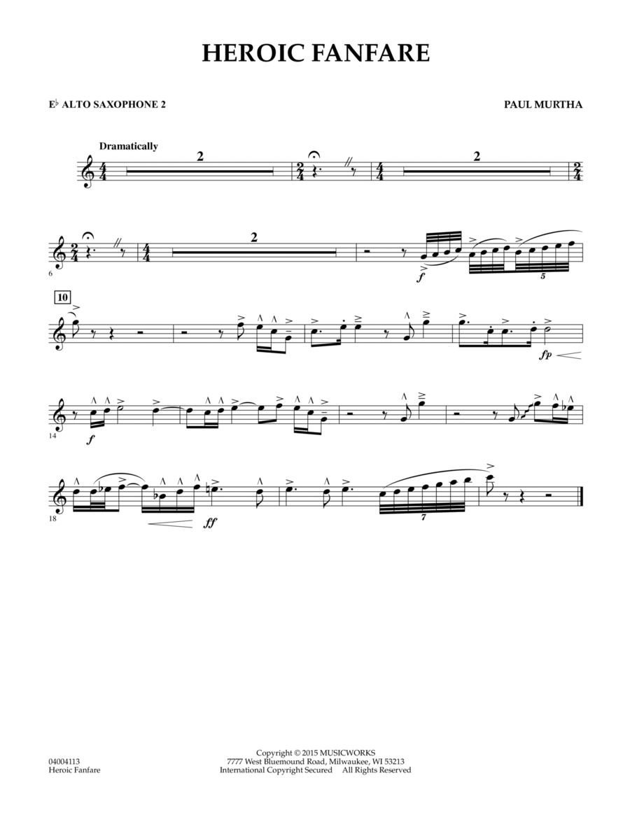 Heroic Fanfare - Eb Alto Saxophone 2 Concert Band scores gallery preview page 1