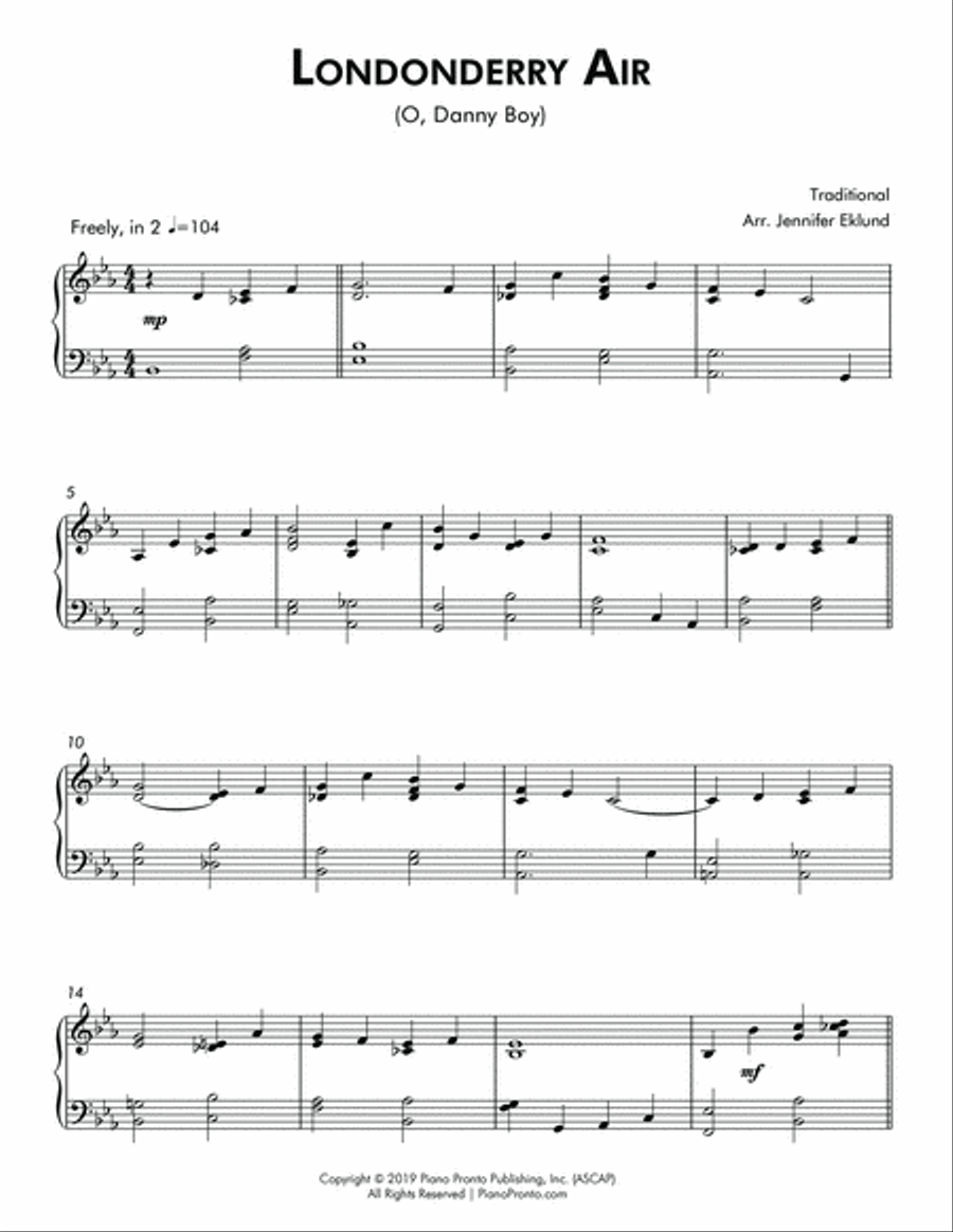 Londonderry Air (O, Danny Boy) Intermediate Jazz Piano Piano Solo scores gallery preview page 2