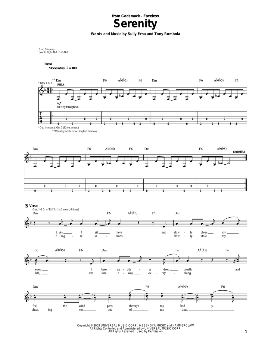 Serenity Electric Guitar scores gallery preview page 1