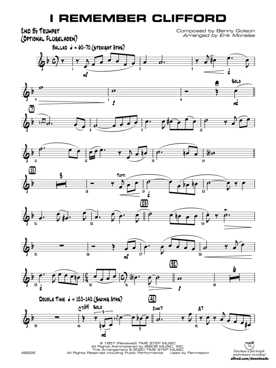 I Remember Clifford: 2nd B-flat Trumpet Jazz Ensemble scores gallery preview page 1