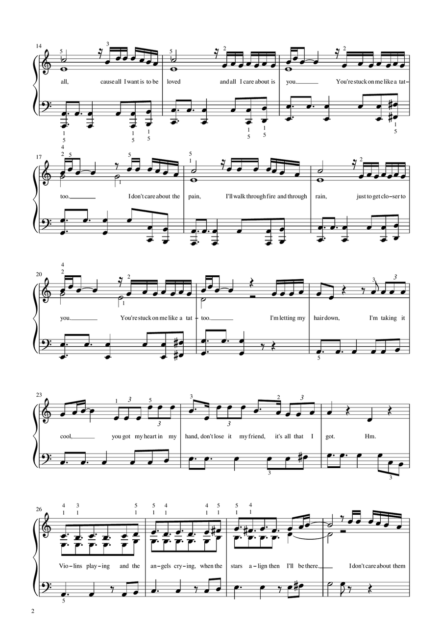 Tattoo Tattoo Easy Piano scores gallery preview page 2
