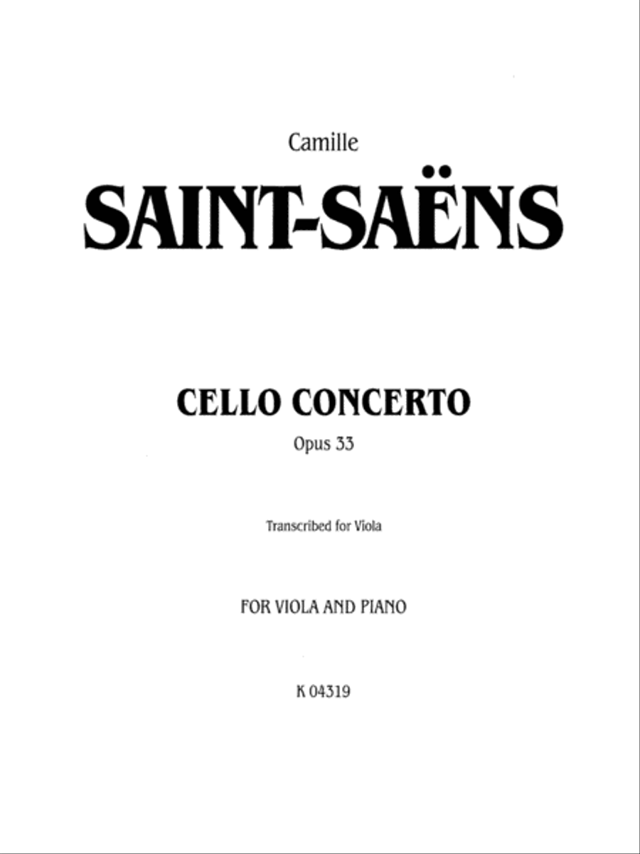 Saint-Saëns: Cello Concerto, Op. 33 (Transcribed) Piano scores gallery preview page 1