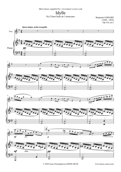 Godard - Idylle - No.2 from Op. 116 Suite de 3 Morceaux - Flute image number null