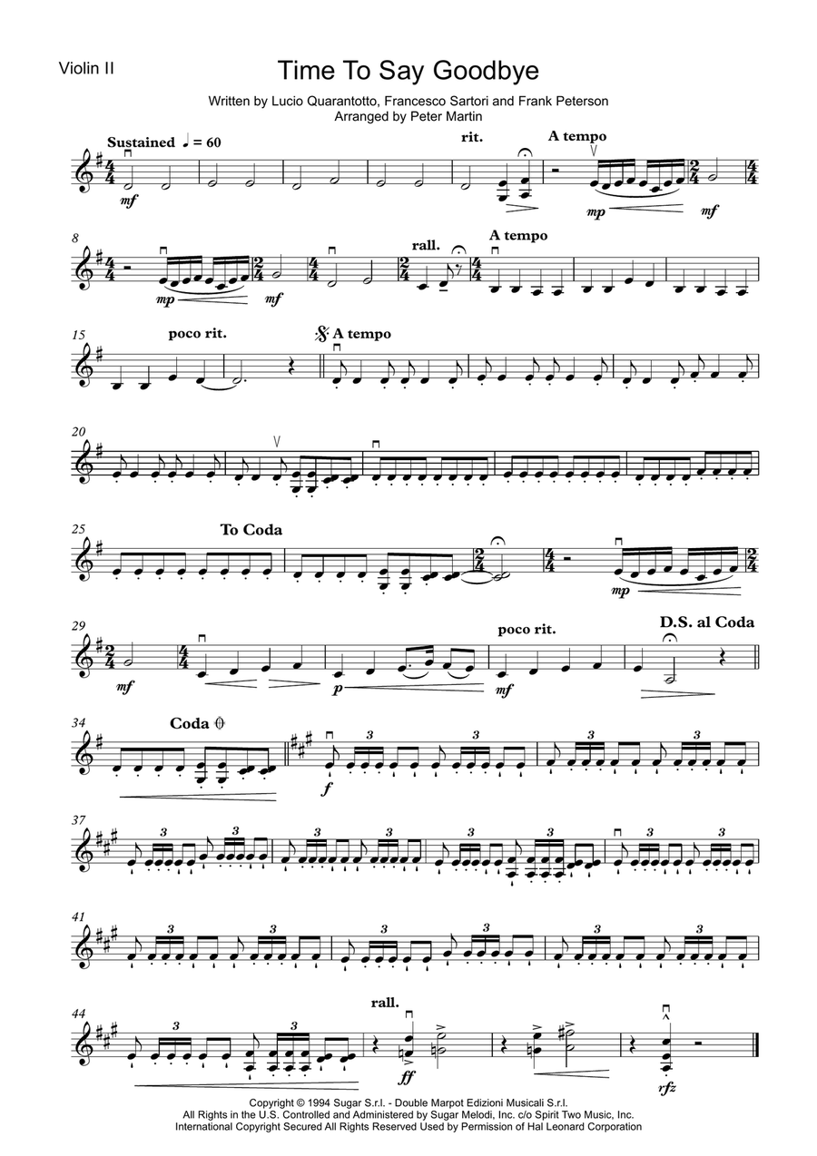 Time To Say Goodbye String Quartet scores gallery preview page 4
