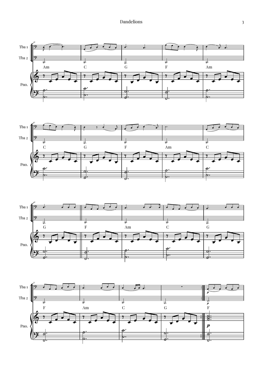 Dandelions Brass Duet scores gallery preview page 3