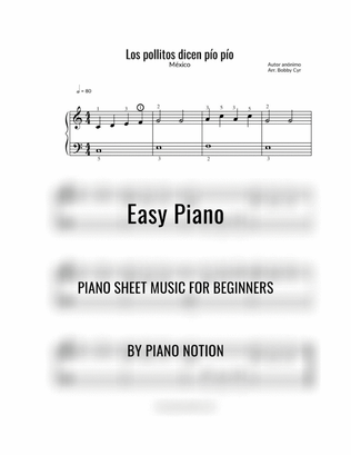 Los pollitos dicen pío pío - Spanish Nursery Rhymes - (Easy Piano Solo)