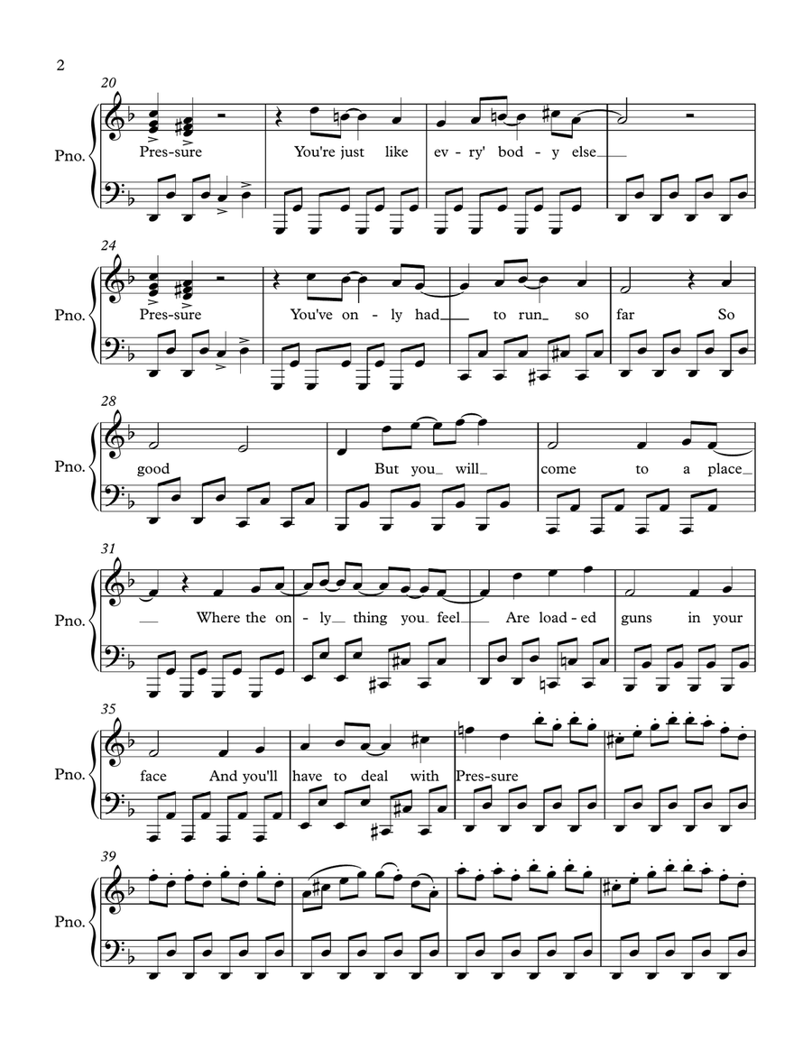 Pressure Piano, Vocal scores gallery preview page 2