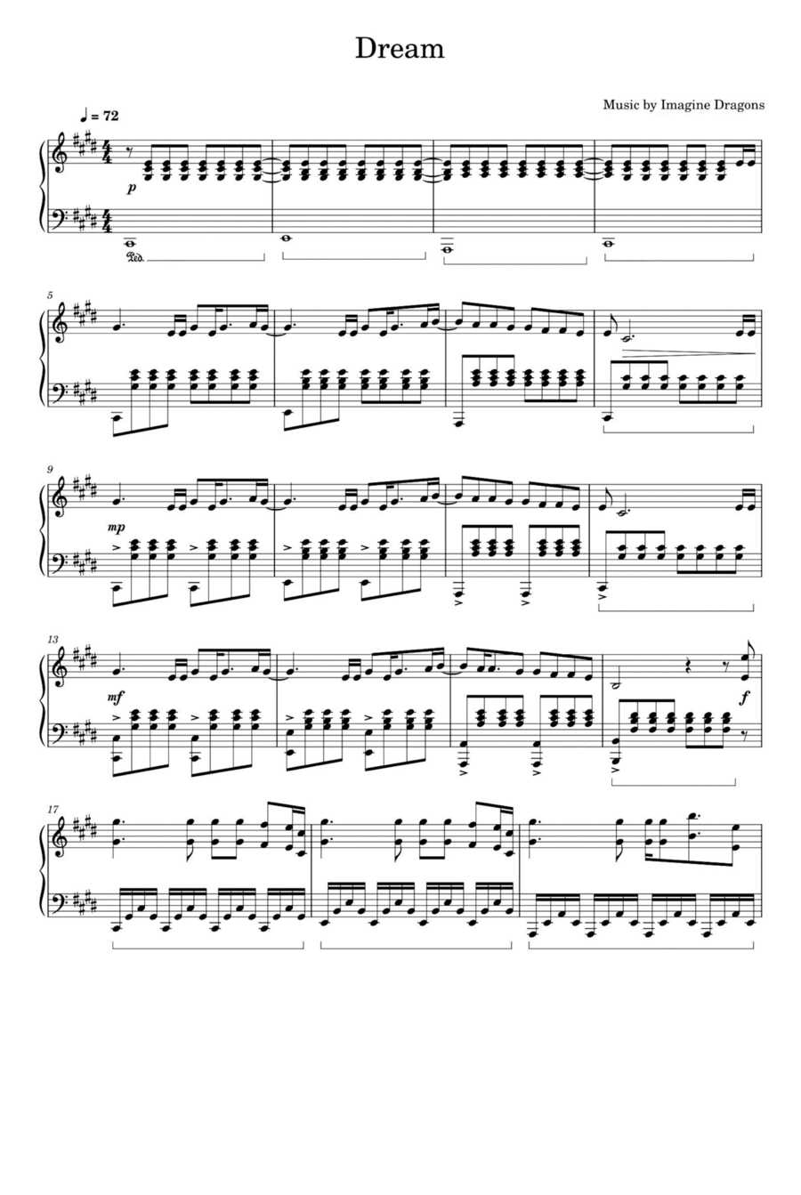 Dream Piano Solo scores gallery preview page 1