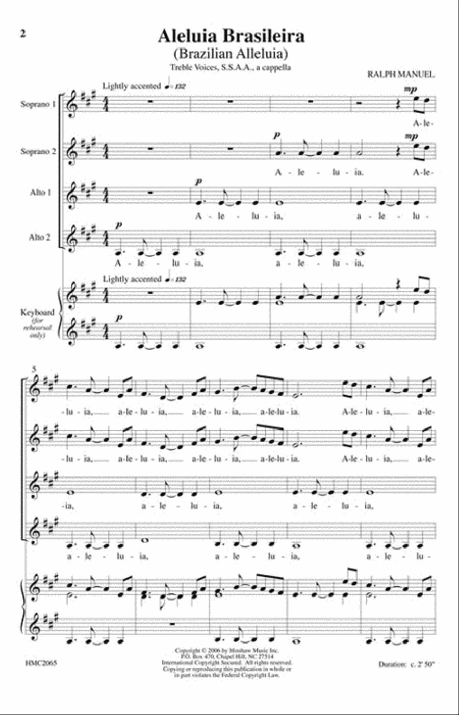 Brazilian Alleluia(aleluia Brasileira) SSAA scores gallery preview page 2