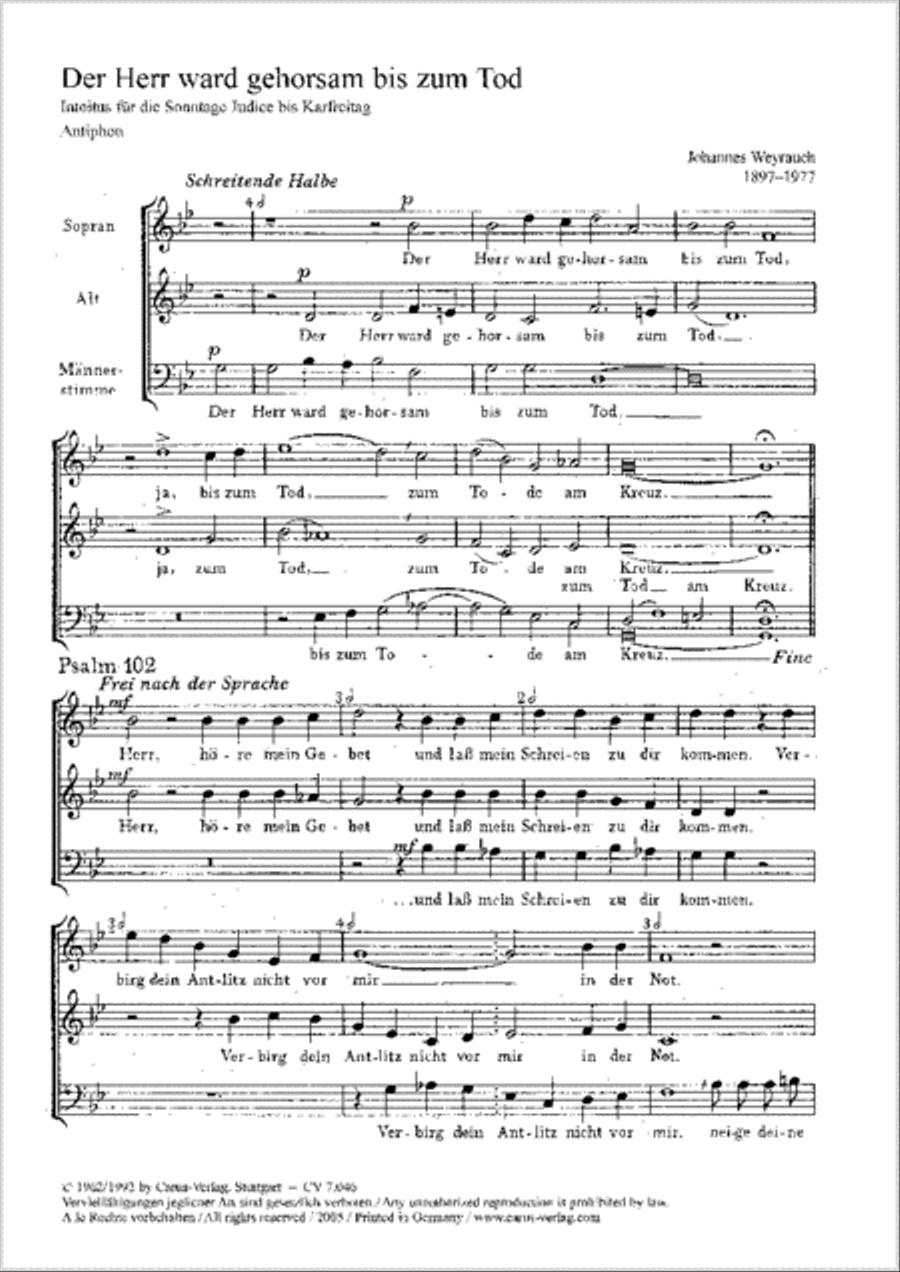 Der Herr ward gehorsam bis zum Tod 3-Part scores gallery preview page 1