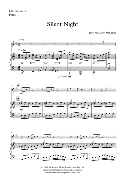 Silent Night - Bb Clarinet Solo with Piano Accompaniment image number null