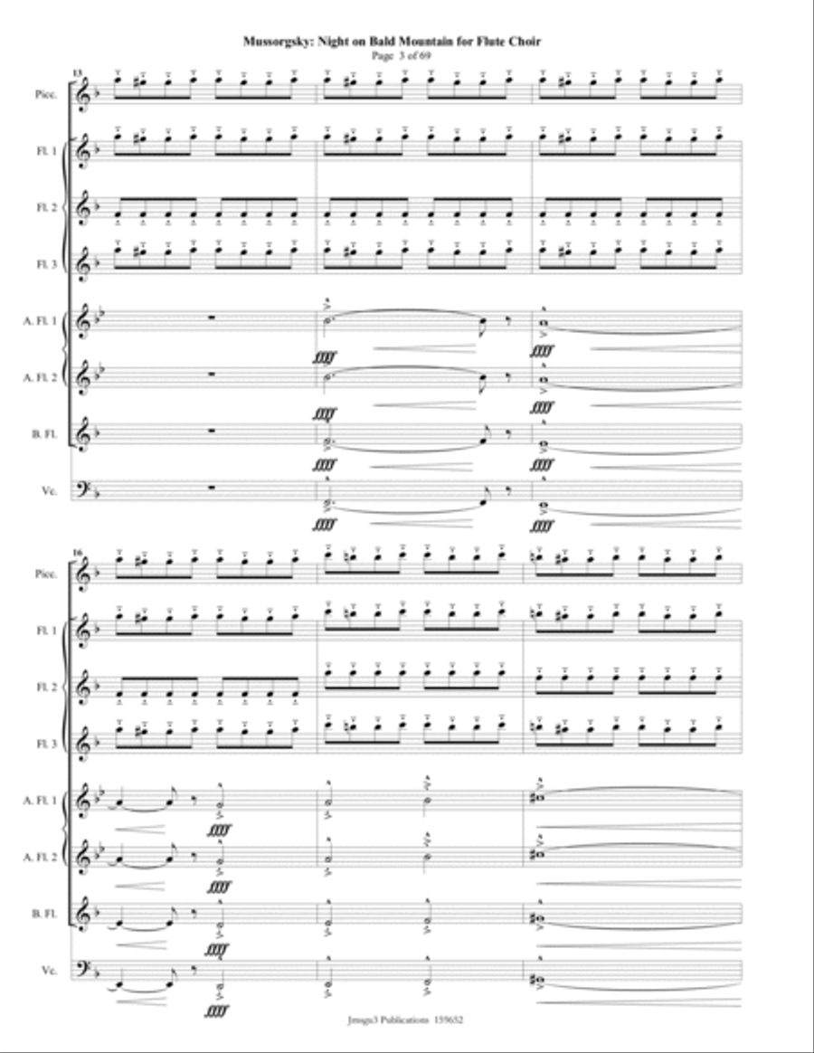 Mussorgsky: Night on Bald Mountain for Flute Choir Flute Choir scores gallery preview page 3