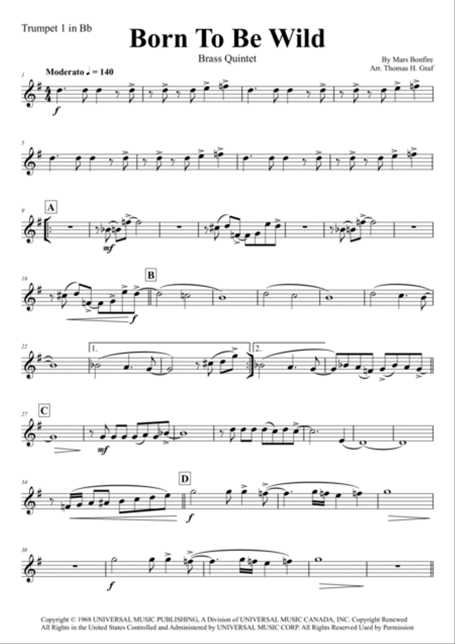 Born To Be Wild Brass Quintet scores gallery preview page 5