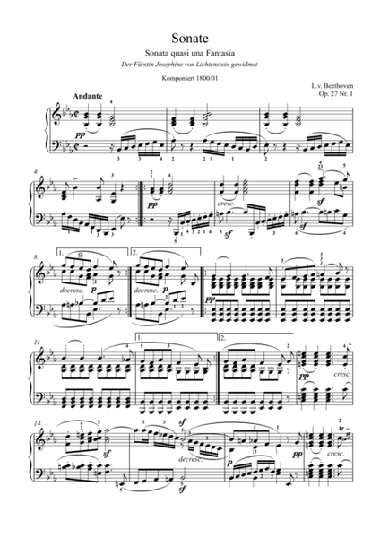 Piano Sonata No. 13 in E-flat major "Quasi una fantasia", Op. 27, No. 1