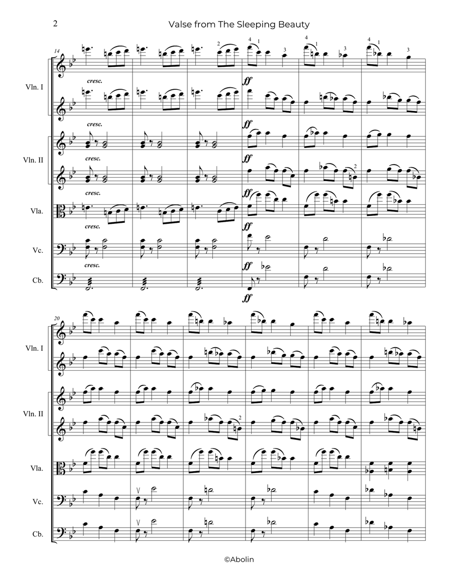Tchaikovsky: Valse from The Sleeping Beauty - String Orchestra String Orchestra scores gallery preview page 3