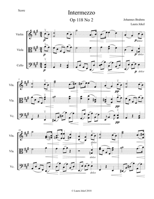 Intermezzo Op. 118, No. 2 by Brahms for String Trio