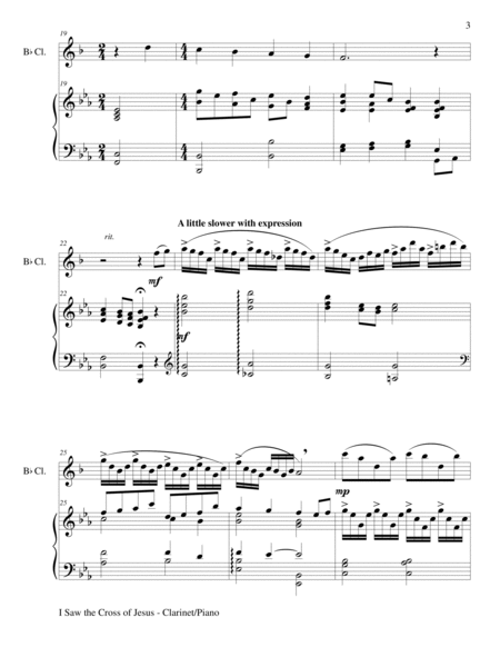 I SAW THE CROSS OF JESUS (Duet – Bb Clarinet and Piano/Score and Parts) image number null