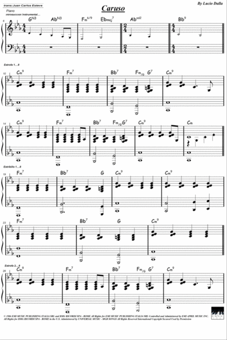 Caruso Caruso Easy Piano scores gallery preview page 2