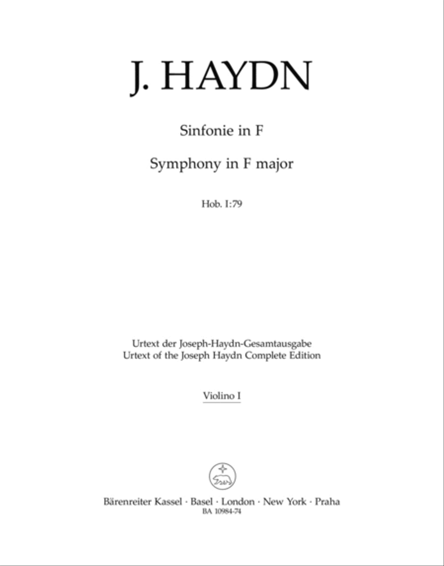 Symphony in F major Hob. I:79 Violin scores gallery preview page 1