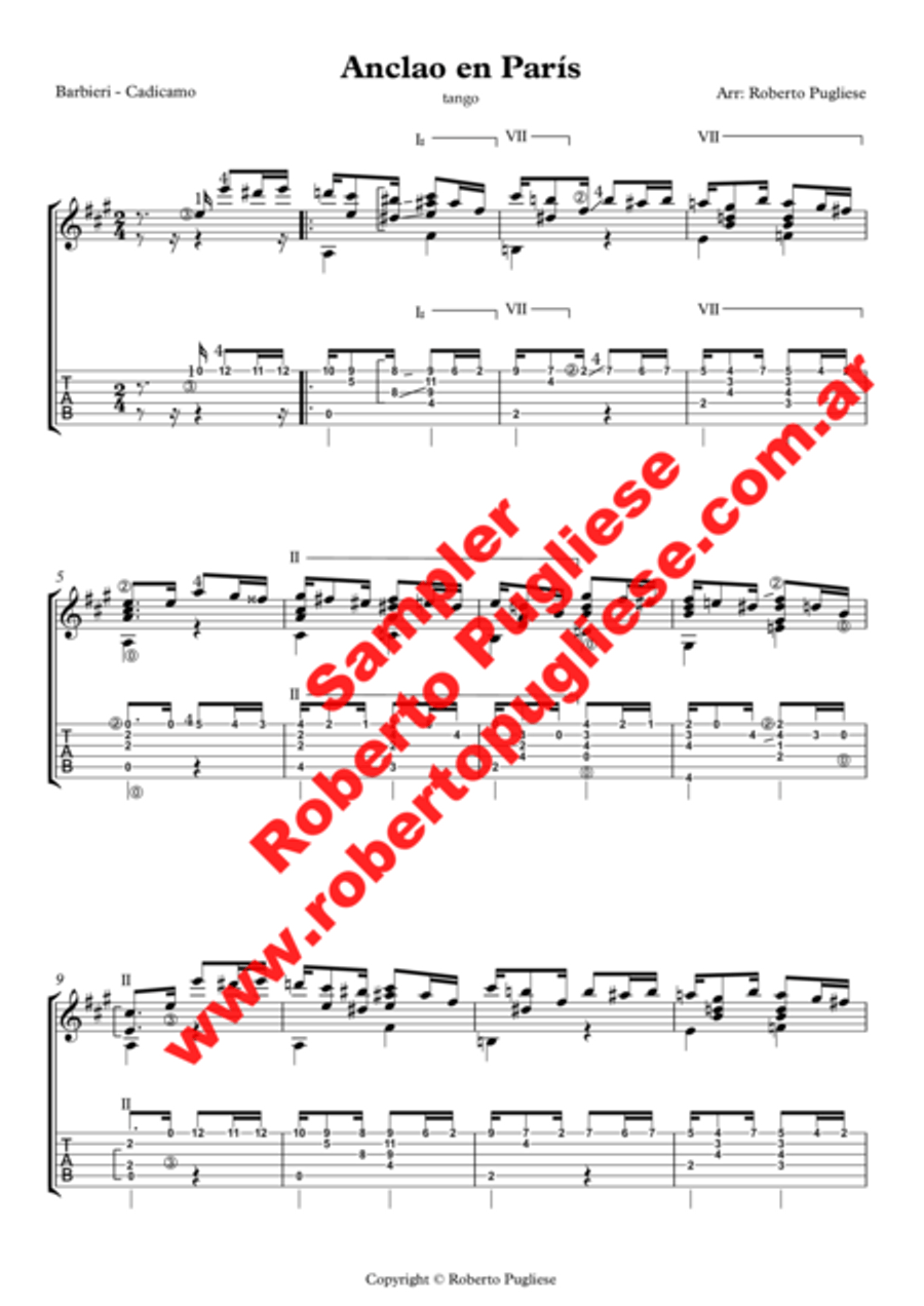 Anclao en Paris - Tango (Barbieri - Cadicamo) Classical Guitar scores gallery preview page 4
