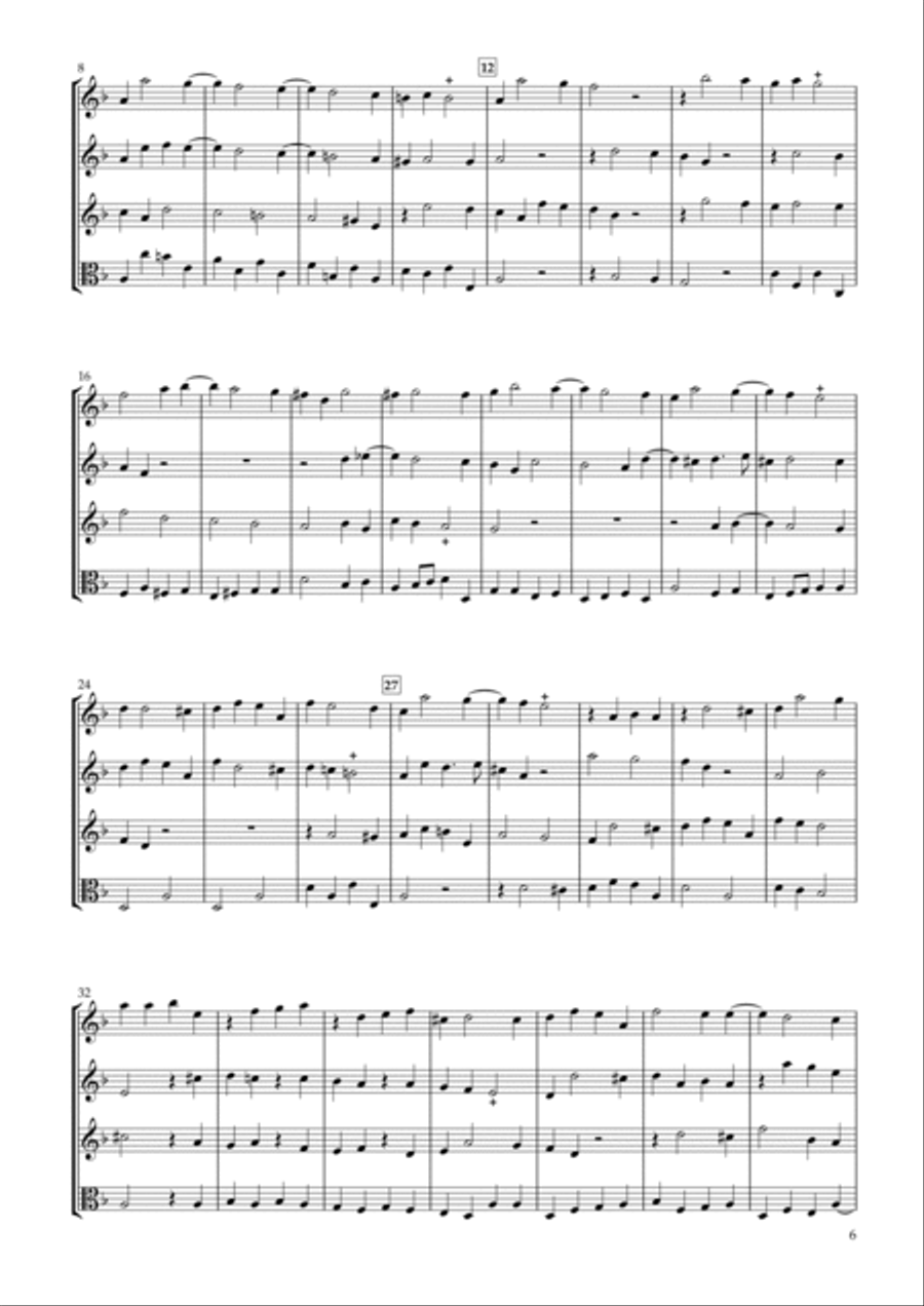 Sonata Op.34-5 for Three Violins & Viola String Duet scores gallery preview page 6