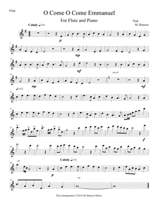 O Come O Come Emmanuel for Flute/Violin and Piano