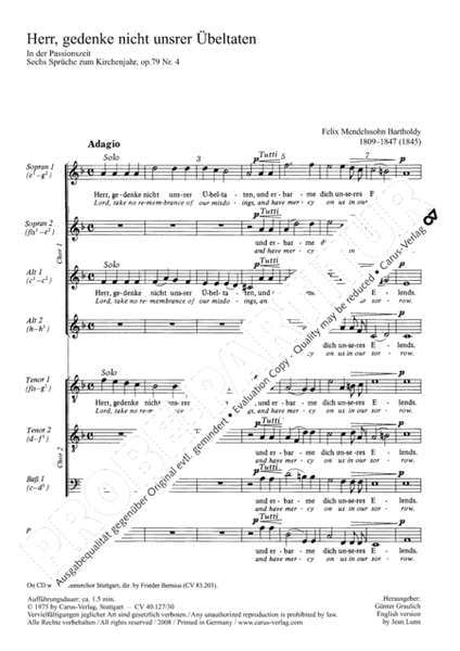 Passion und Karfreitag (aus op. 79)