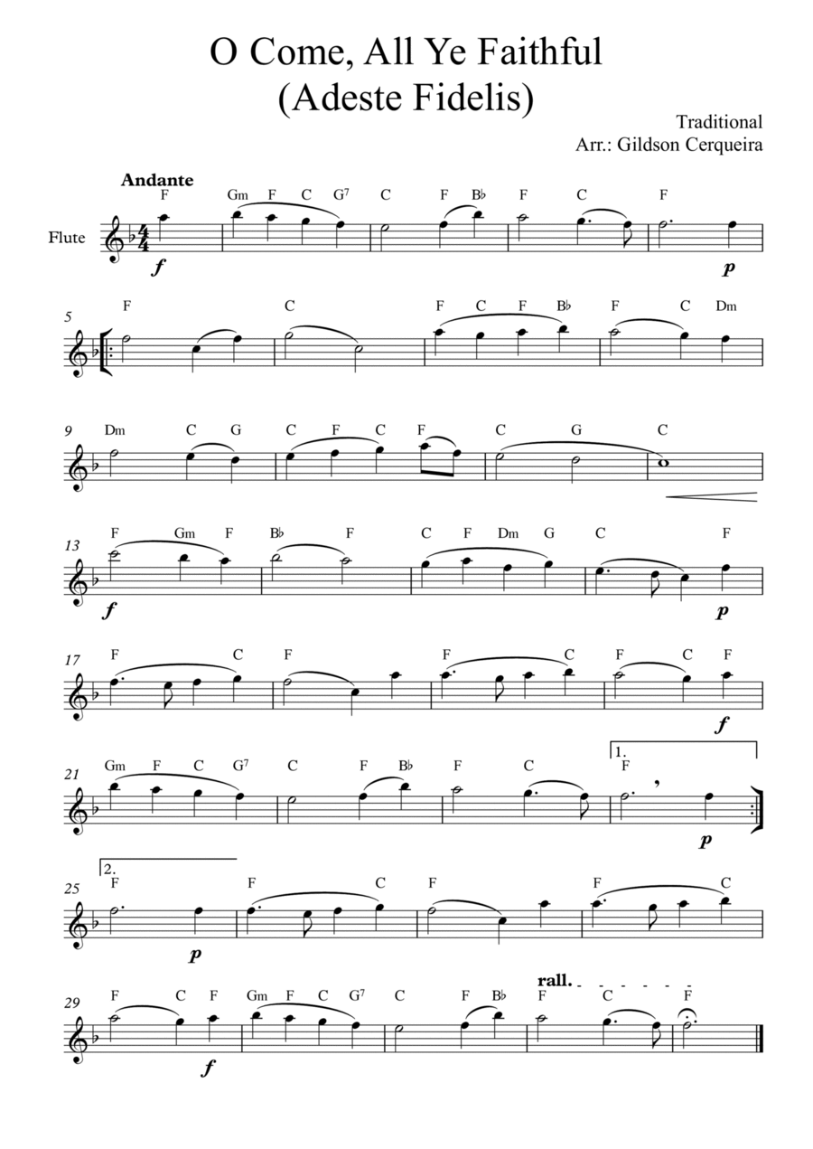O Come, All Ye Faithful (Adeste Fidelis) Chamber Music scores gallery preview page 1