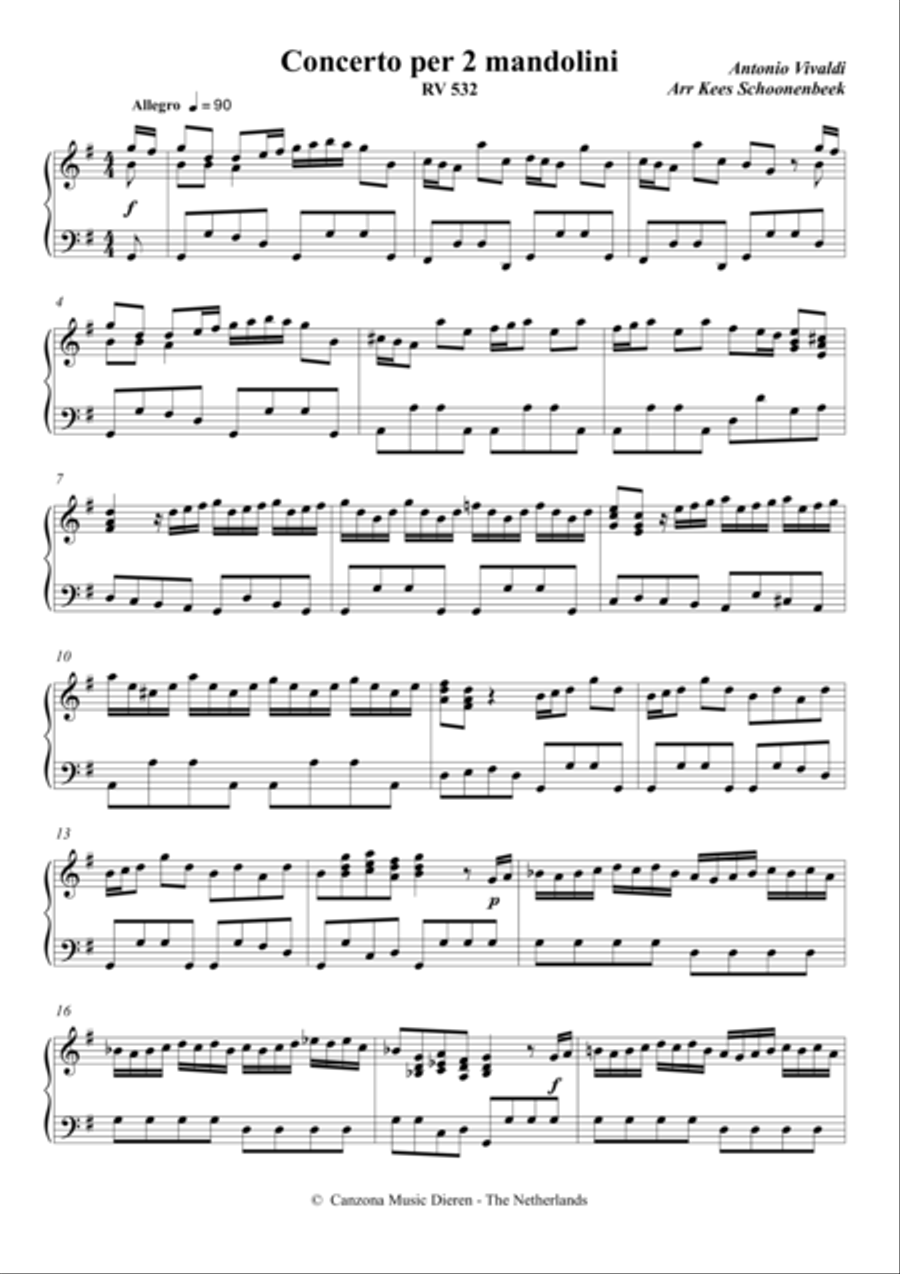 Concerto per 2 mandolini. Piano Solo scores gallery preview page 1
