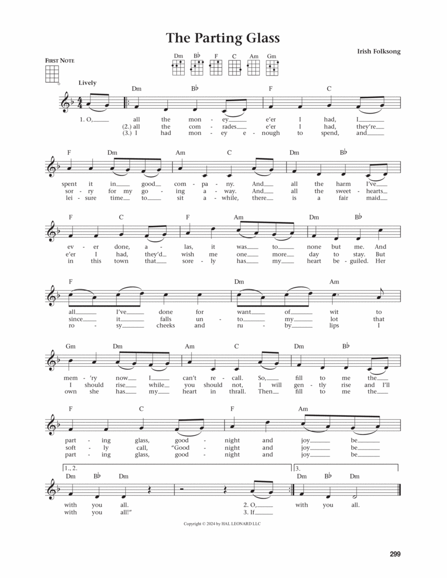 The Parting Glass (from The Daily Ukulele) (arr. Jim Beloff) Ukulele scores gallery preview page 1