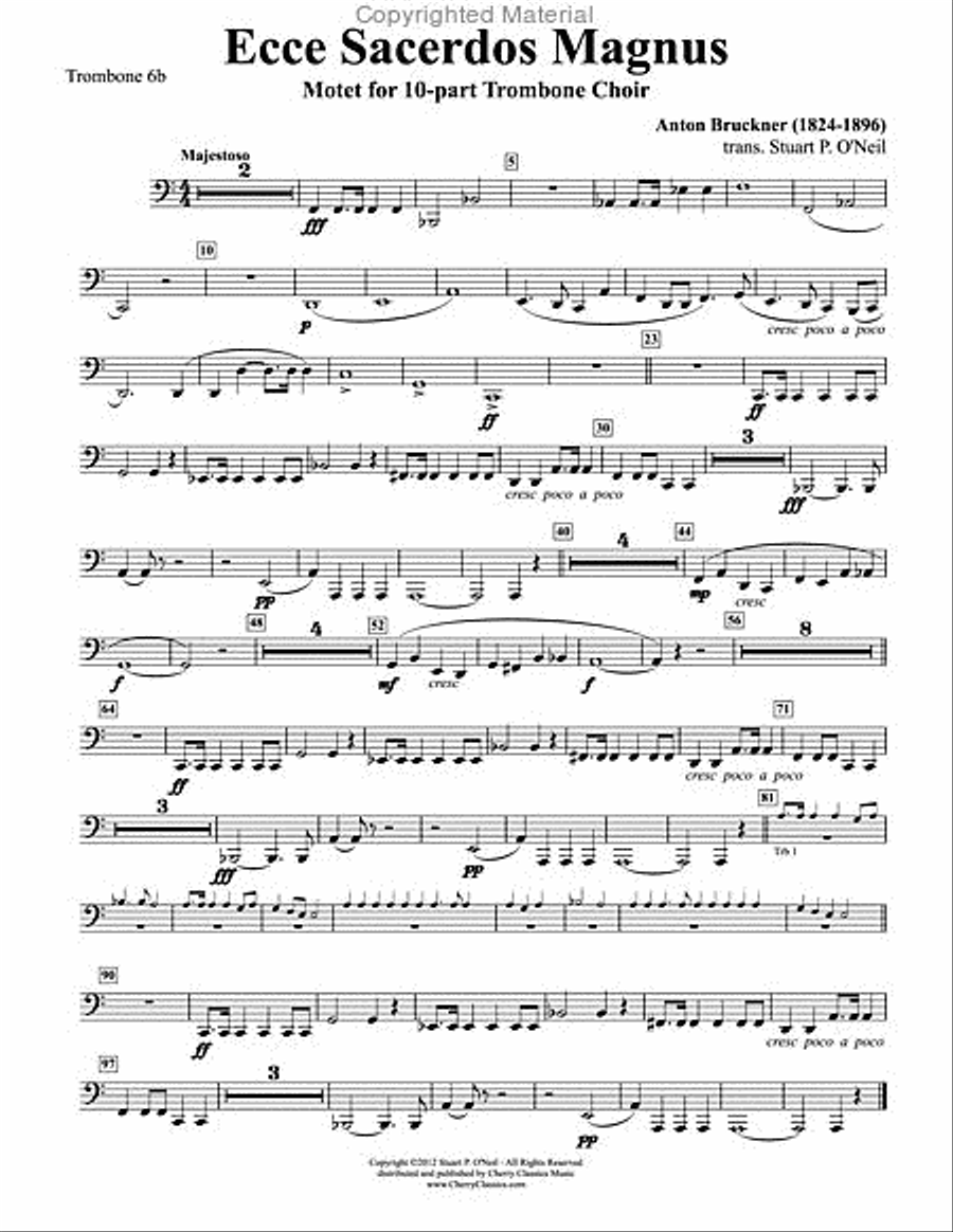 Ecce Sacerdos Magnus for 10-part Trombone Ensemble Trombone scores gallery preview page 7