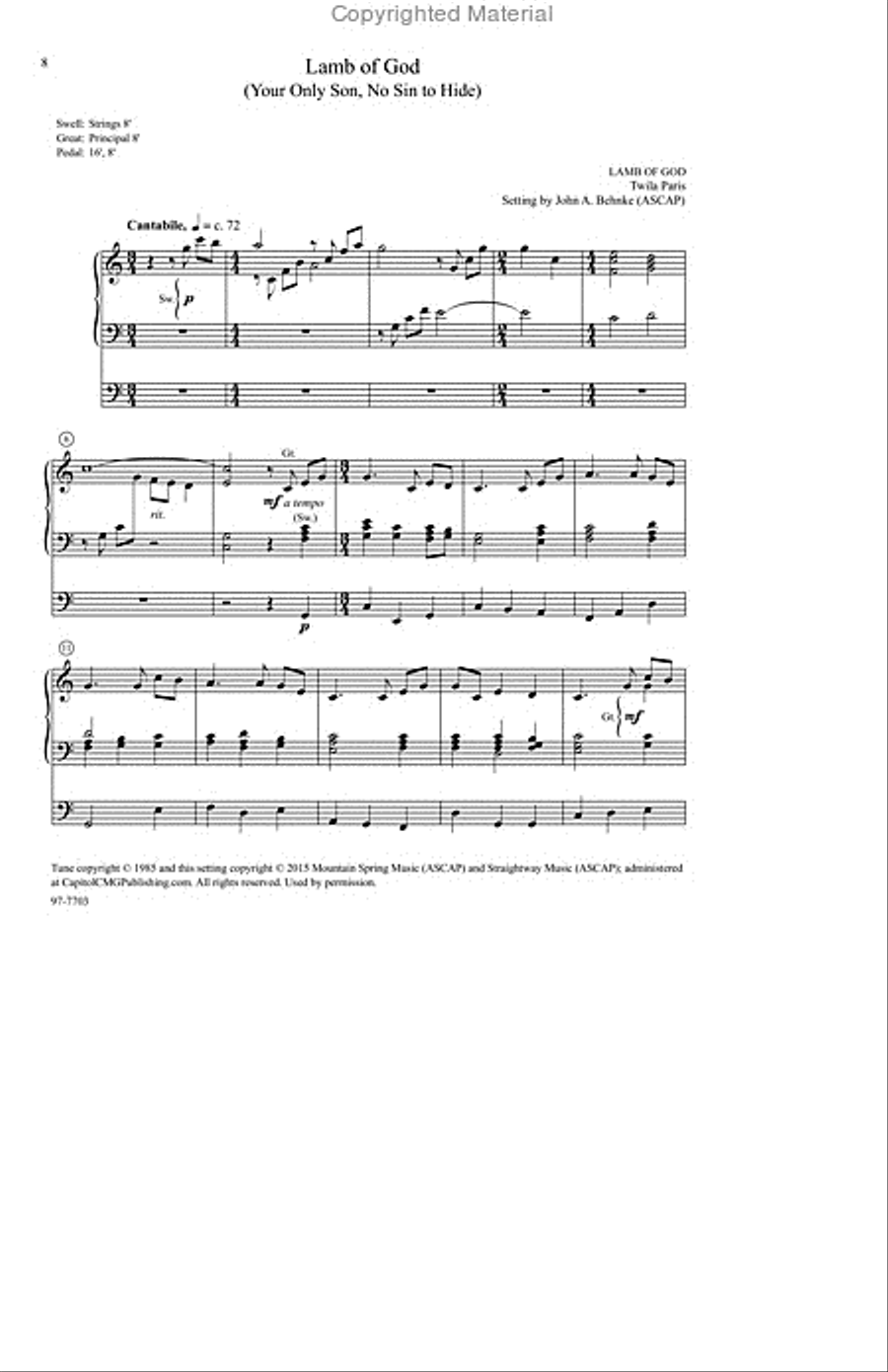 Five Preludes of Praise, Set 9 Organ scores gallery preview page 3