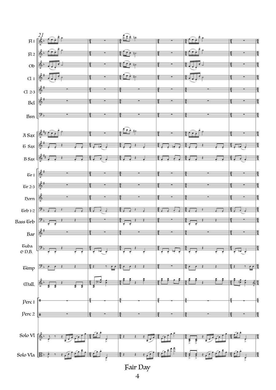 Fair Day for Violin or Viola and Wind Band Concert Band scores gallery preview page 4