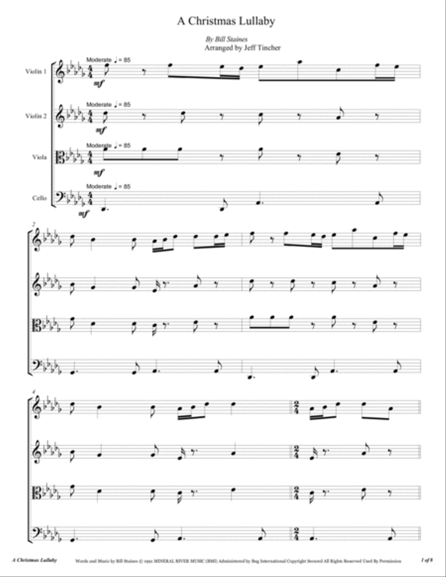 A Christmas Lullaby String Quartet scores gallery preview page 2