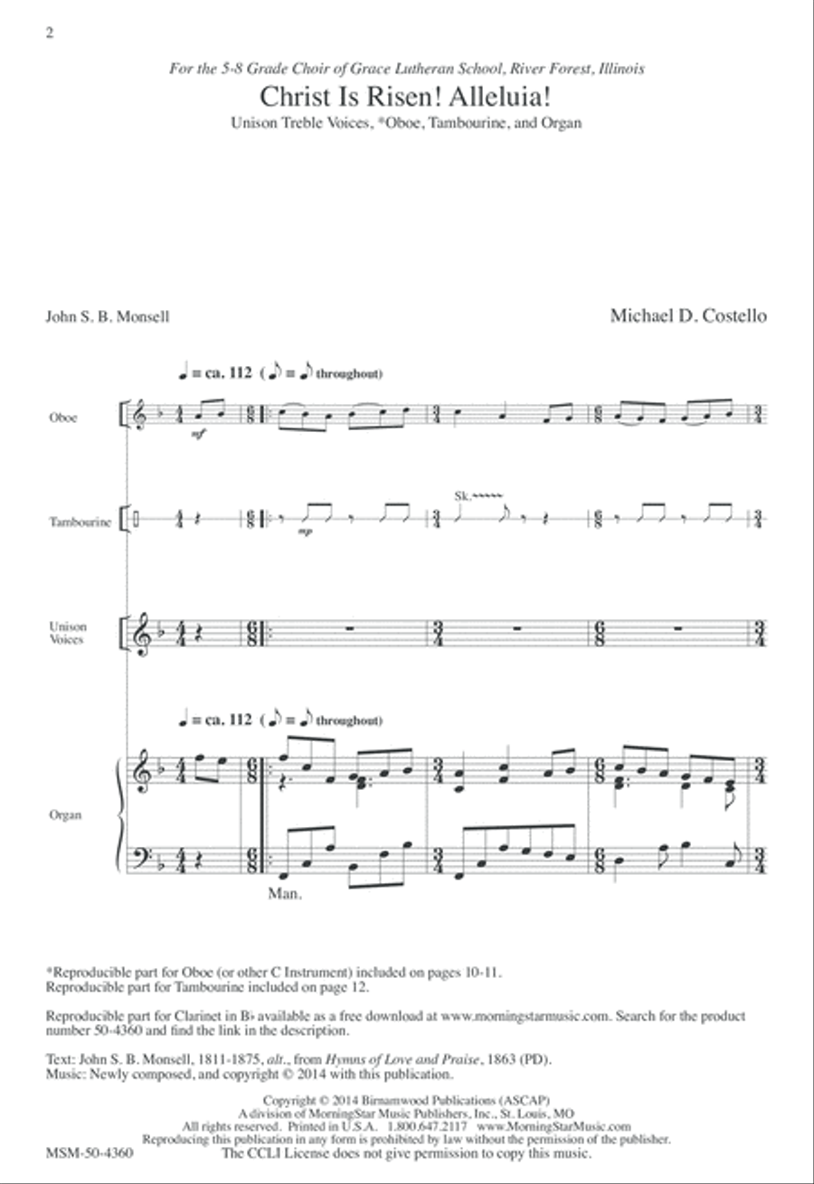 Christ Is Risen! Alleluia! Unison Choir scores gallery preview page 2