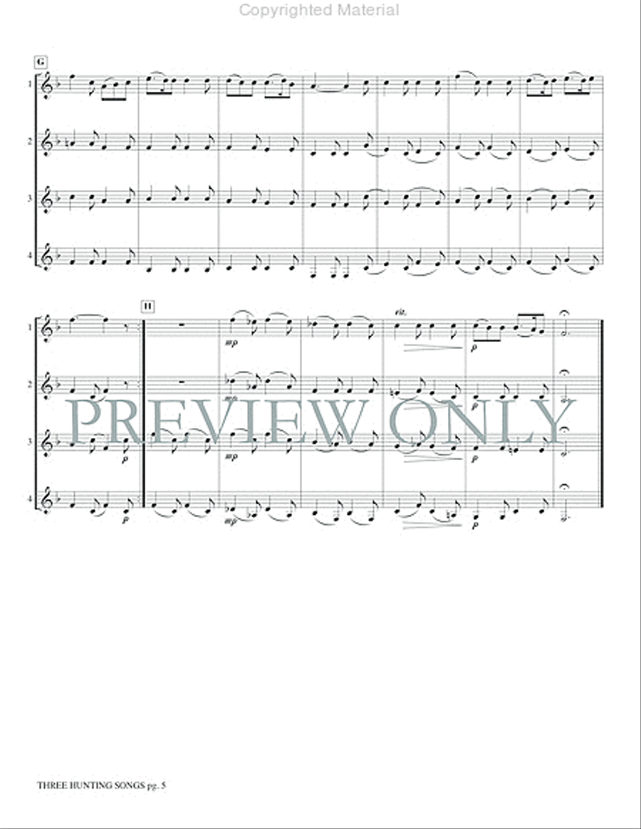 Three Hunting Songs French Horn Quartet scores gallery preview page 7