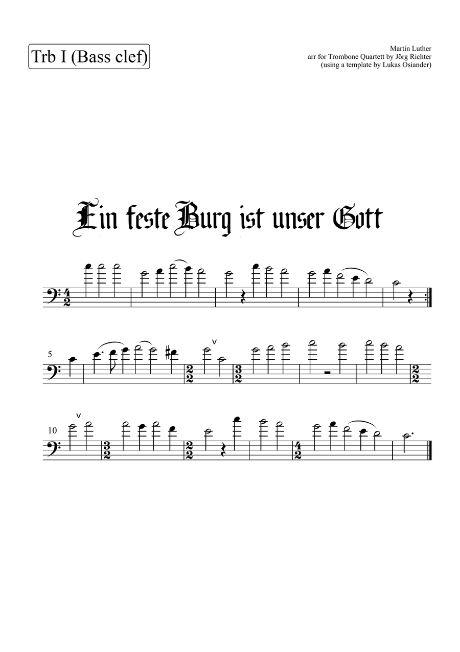 Ein feste Burg ist unser Gott für Posaunenquartett Trombone scores gallery preview page 5