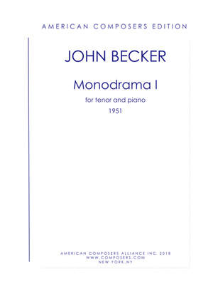 Book cover for [Becker] Monodrama 1