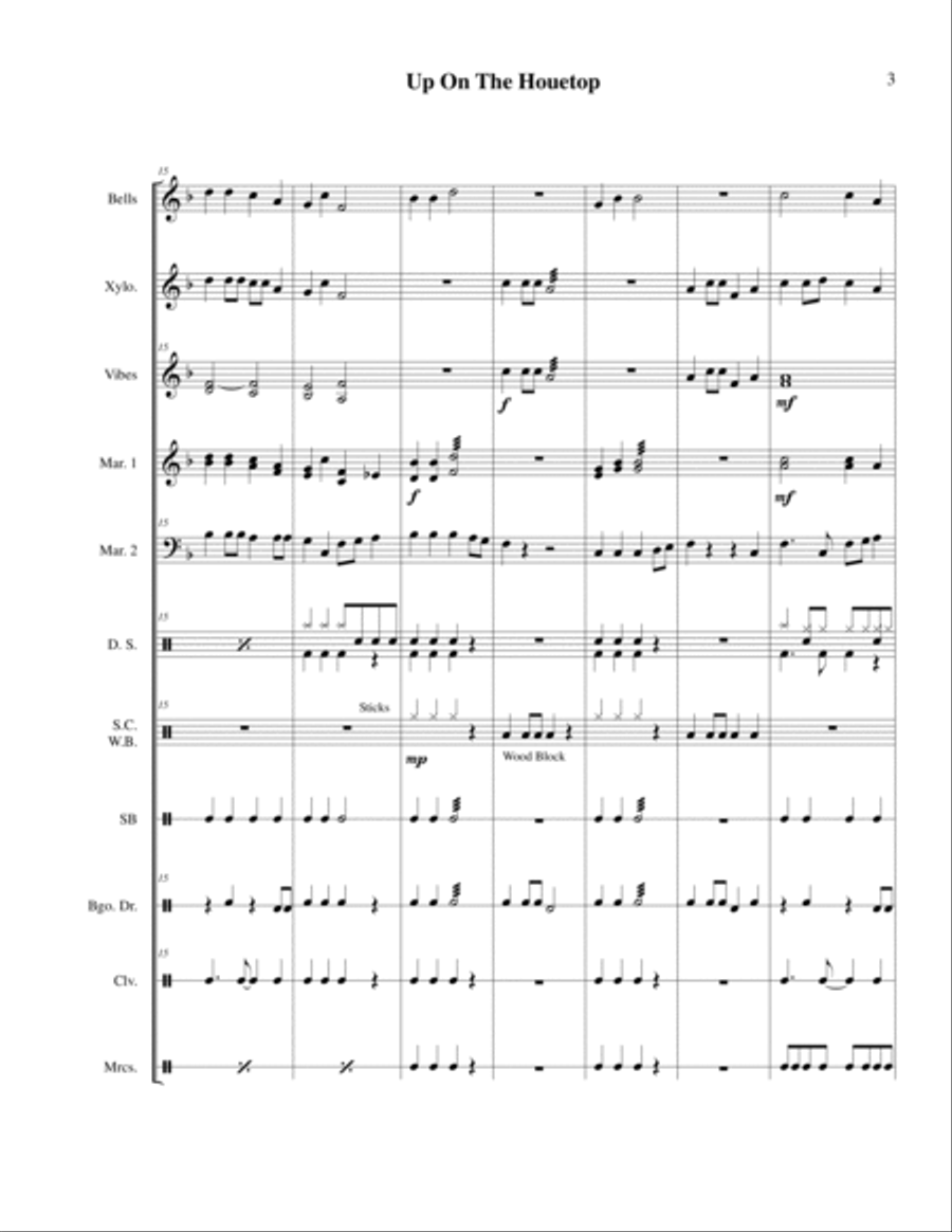 Up On The Housetop for Percussion Ensemble Percussion Ensemble scores gallery preview page 4