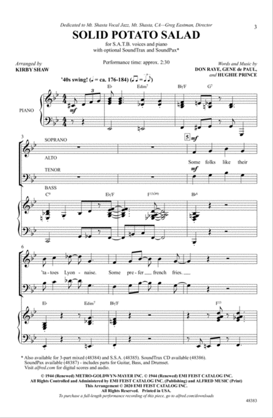 Solid Potato Salad Solid Potato Salad Choir scores gallery preview page 1